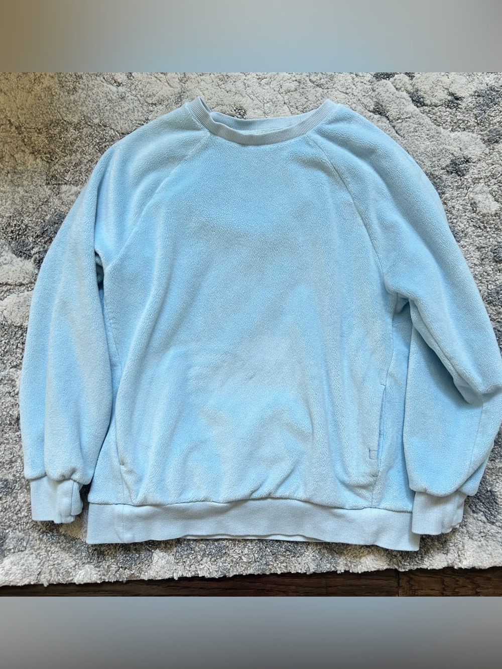 Athleta Girl Feelin Good Light Blue Plush Crewneck Sweatshirt